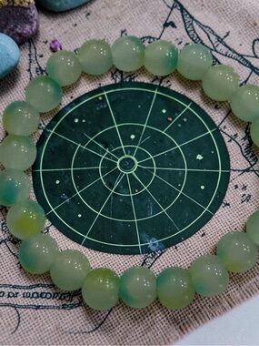 Green Beaded Stretch Bracelet